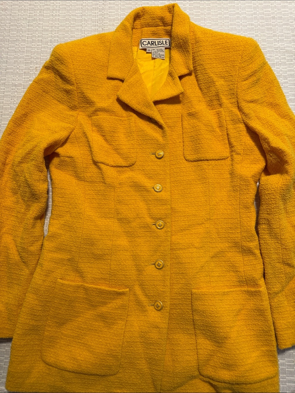 Carlisle Mustard Textured Long-Sleeve Blazer